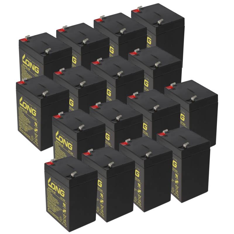 16 Stück Kung Long WP5-12 Blei Akku 12 Volt 5Ah, passend für den Batterypack APCRBC140 von APC, Komplettset bestehend aus 16 Akkus von Kung Long