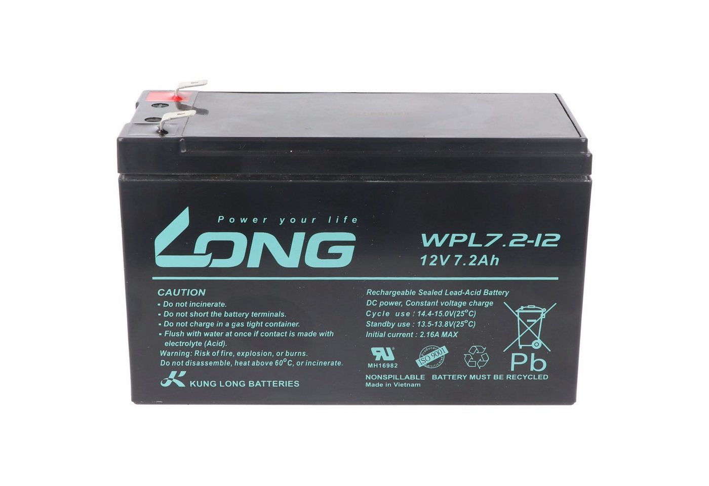 Kung Long Kung Long WPL7.2-12 F2 Longlife Blei-Vlies-Akku, 12Volt, 7,2Ah mit 6, Akku 7200 mAh (12,0 V) von Kung Long