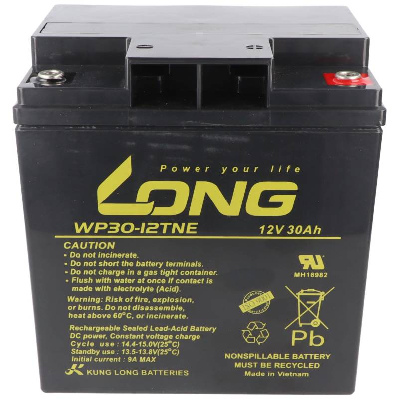 Kung Long WP30-12TNE F8 Zyklenfest Blei-Vlies-Akku, 12Volt, 30Ah, M6 Innengewinde von Kung Long