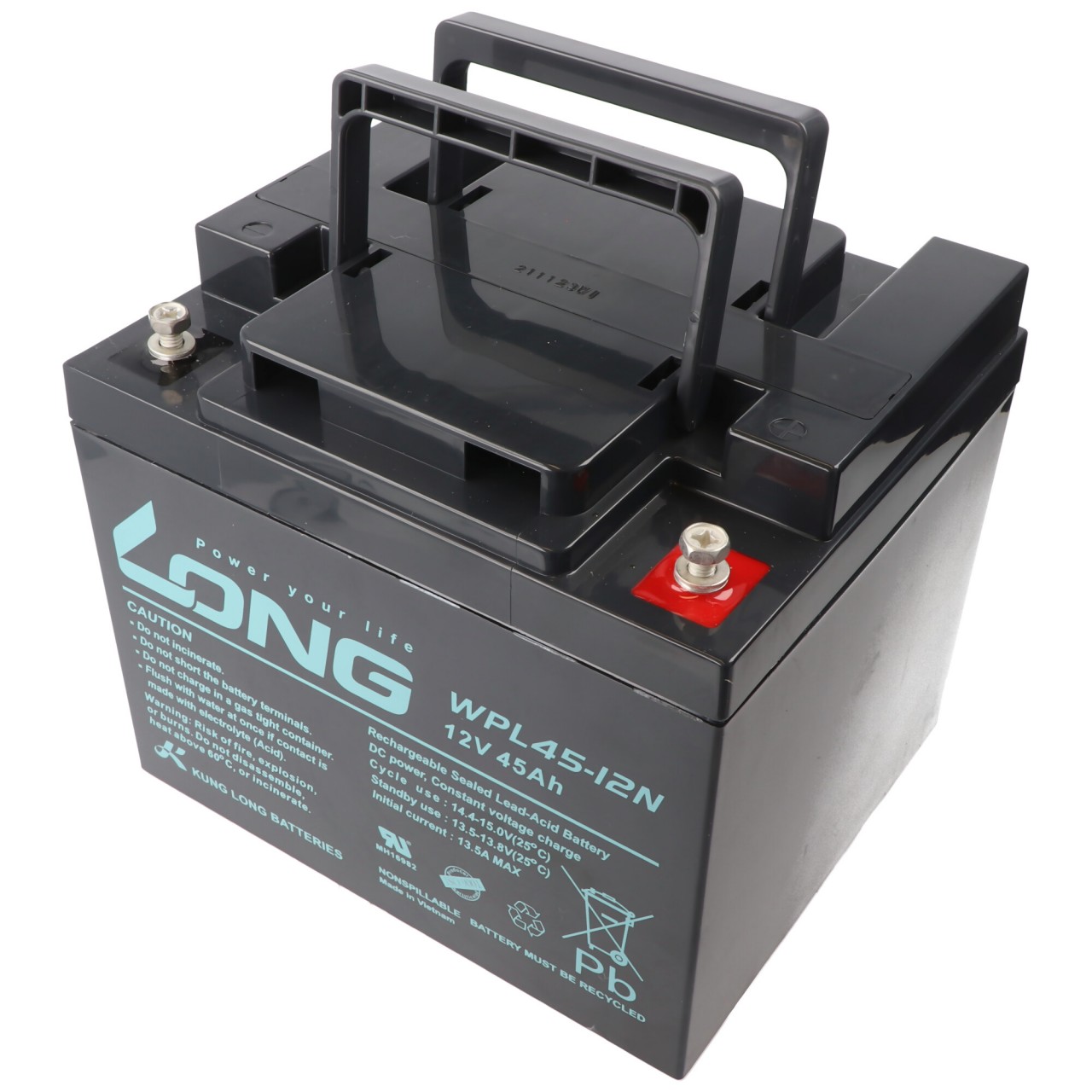 Kung Long WPL45-12N F8 Longlife Blei-Vlies-Akku, 12Volt, 45Ah, M6 Innengewinde Kung Long WPL45-12N F8 Longlife Blei-Vlies-Akku, 12Volt, 45Ah, M6 Innengewinde von Kung Long