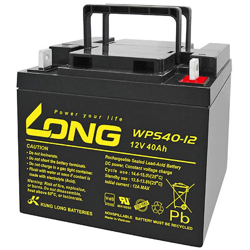 WPS40-12 Kung Long PB Blei Akku 12 Volt 40Ah mit M6 Flachpol Anschluss von Kung Long