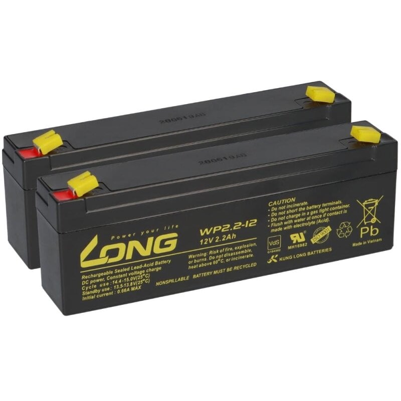 2x 12V 2,2Ah kompatibel Defibrillator Vitacard A AGM VdS 2x 12V 2,2Ah kompatibel Defibrillator Vitacard A AGM VdS von KungLong