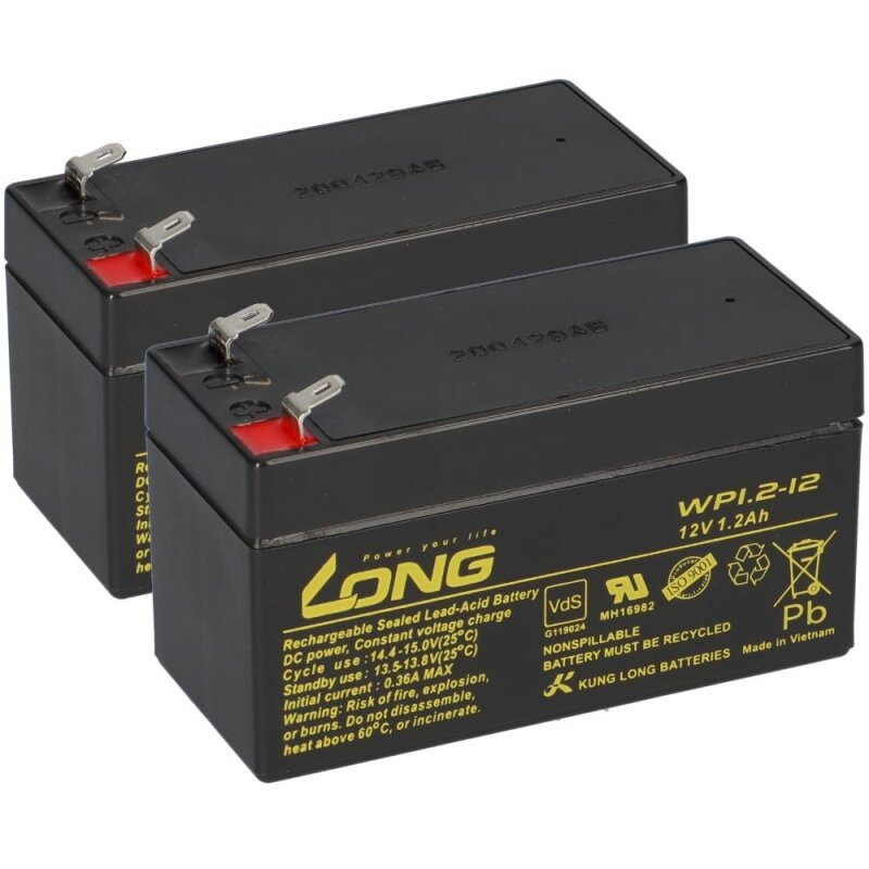 2x Bleiakku 12V 1,2Ah kompatibel EKG Gerät 503 AGM VdS 2x Bleiakku 12V 1,2Ah kompatibel EKG Gerät 503 AGM VdS von KungLong