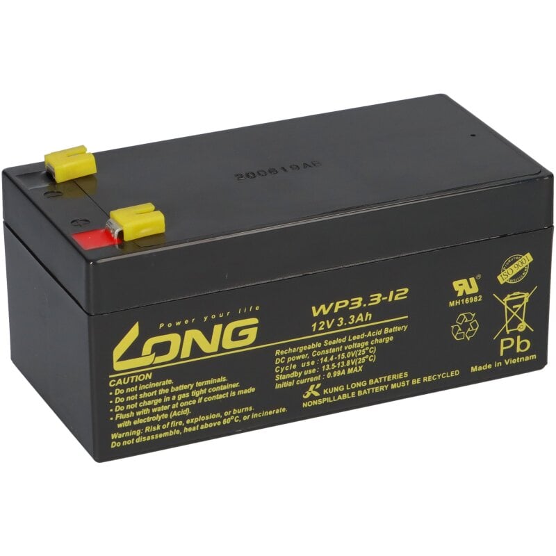 Blei AGM Akku Batterie 12V 3,3Ah VdS für APC Back-UPS ES BE325-GR RBC47 RBC 47 von KungLong