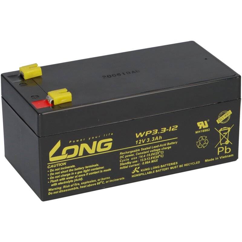 Bleiakku 12V 3,3Ah kompatibel PK12V3 battery AGM VdS von KungLong