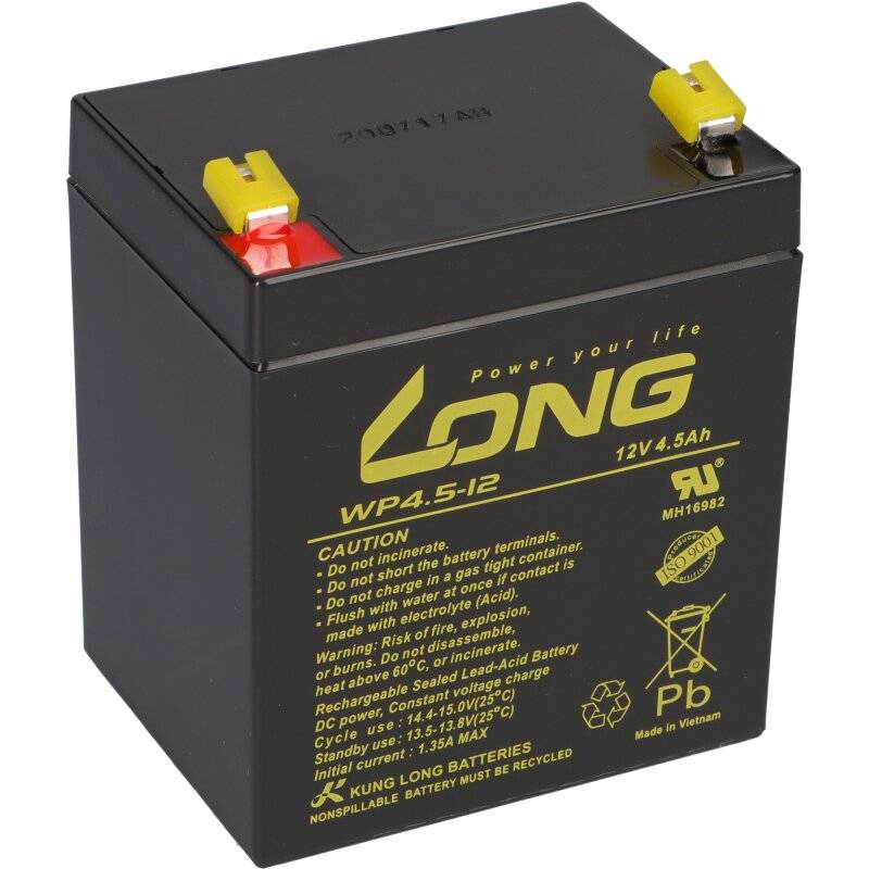 Bleiakku 12V 4,5Ah kompatibel UC5-12 wartungsfrei AGM VdS von KungLong