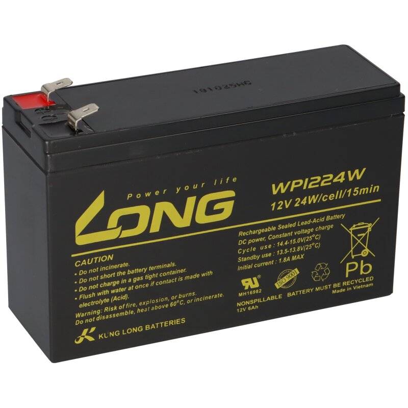 Bleiakku passend für MP1224H AGM 12V 6Ah Hochstrom von KungLong