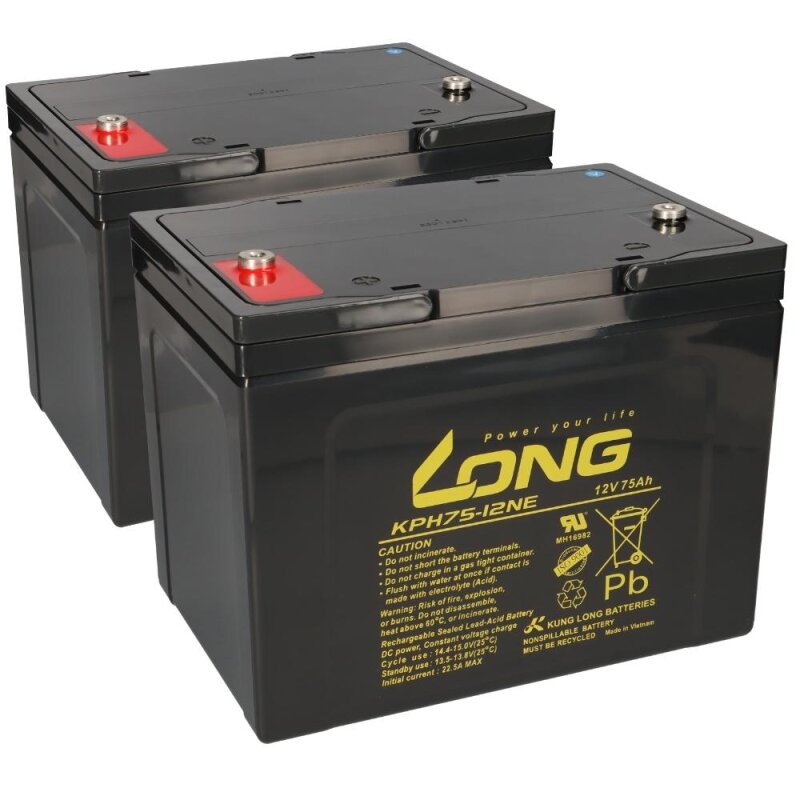 Ersatzakku für Meyra Optimus 2 x 12V 75Ah Blei AGM Akku-Satz zyklenfest von KungLong