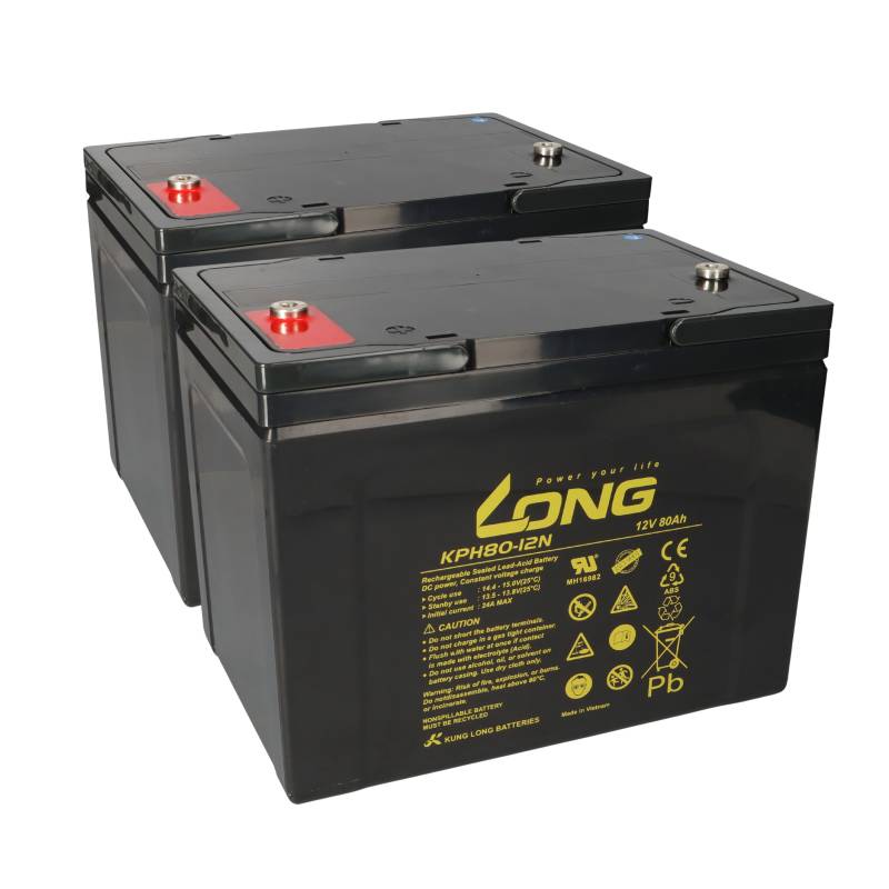 Ersatzakku für Meyra Optimus Light & Sprint 2x Kung Long Bleiakku KPH80-12N M6 12V 80Ah Longlife von KungLong