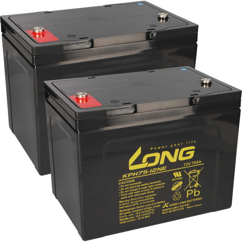 Ersatzakku für Otto Bock elektro Rollstühle 2x Kung Long Bleiakku KPH75-12NE M6 12V 75Ah zyklenfest Ersatzakku für Otto Bock elektro Rollstühle 2x Kung Long Bleiakku KPH75-12NE M6 12V 75Ah zyklenfest von KungLong
