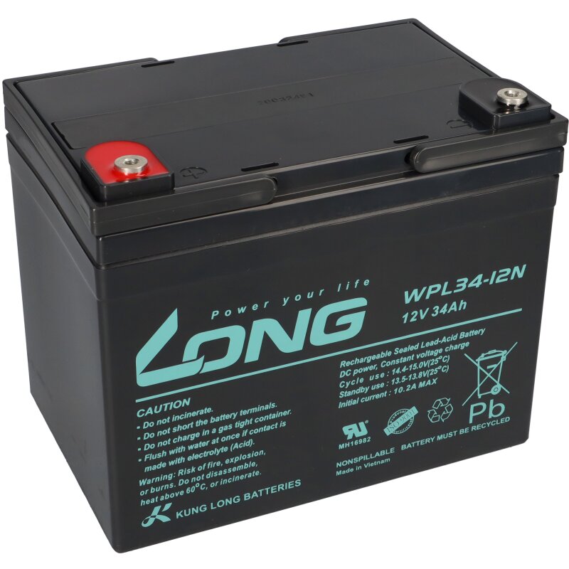 Kung Long Akku 12V 34Ah Pb Batterie Bleigel WPL34-12N Longlife von KungLong