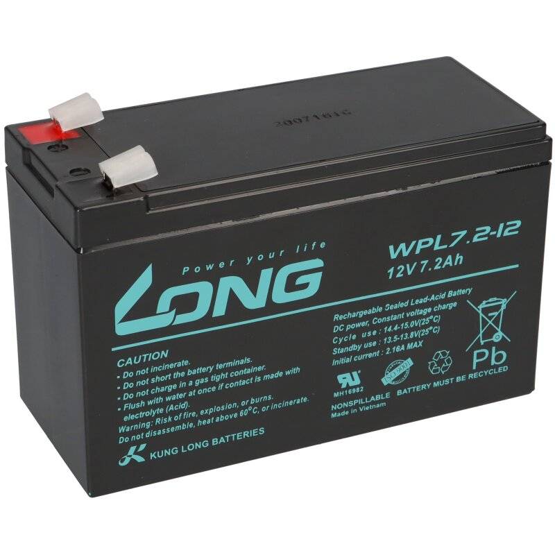 Kung Long Bleiakku 12V 7,2Ah WPL7.2-12-M-F2 longlife 10 Jahre von KungLong
