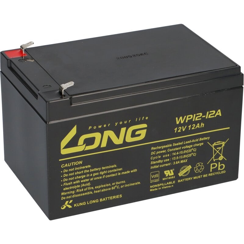 Kung Long VdS WP12-12 F1 4,8mm 12V 12Ah AGM Blei Accu Batterie wartungsfrei von KungLong