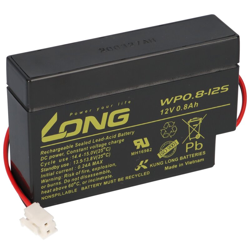 Kung Long WP0.8-12S 12V 0,8Ah JST Stecker AGM Blei Batterie Kung Long WP0.8-12S 12V 0,8Ah JST Stecker AGM Blei Batterie von KungLong