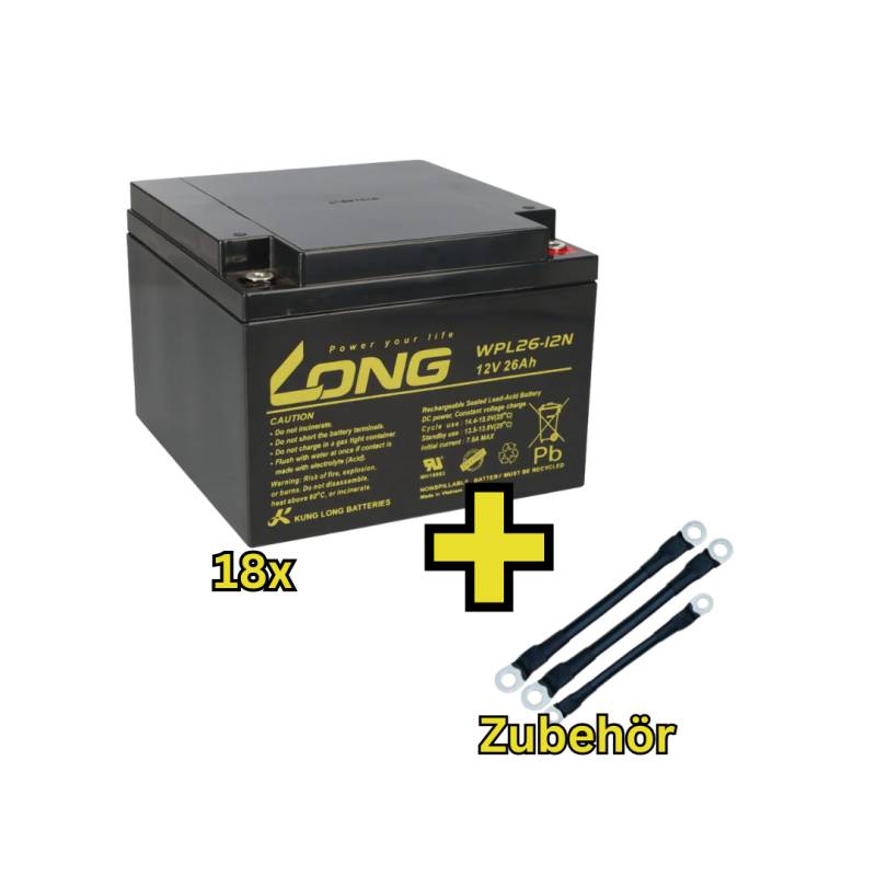 USV-Akku Kung Long 216V-Anlage - 18 x WPL26-12N-M für Sicherheitsbeleuchtung von KungLong