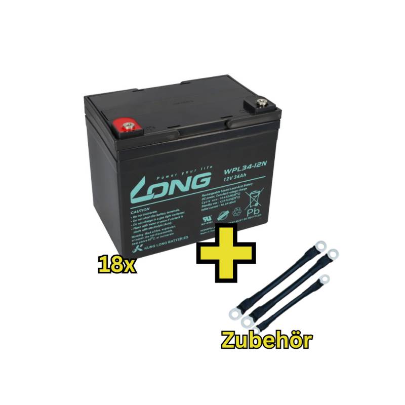 USV-Akku Kung Long 216V-Anlage - 18 x WPL34-12N-M für Sicherheitsbeleuchtung von KungLong