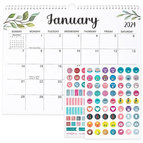 Kalender 2024-2025 Wandkalender 2024-2025 Monatskalender Hängender 18 Monate Januar 2024-Juni 2025 Jahreskalender mit Planer-Aufkleber, Familienkalender für Schule Büro Familie (Style A) von Kunoli