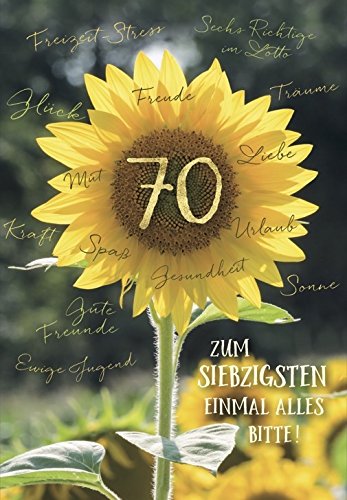 Kunst und Bild A4 XXL Geburtstagskarte zum 70. Sonnenblume viele Wünsche von Kunst und Bild