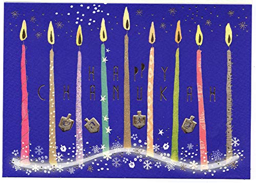 Kunst und Bild Happy Chanukah Grußkarte - חנוכה - hochwertige Chanuka Karte, original von Turnowsky (est. 1940 in Israel) mit bunten Kerzen von Kunst und Bild