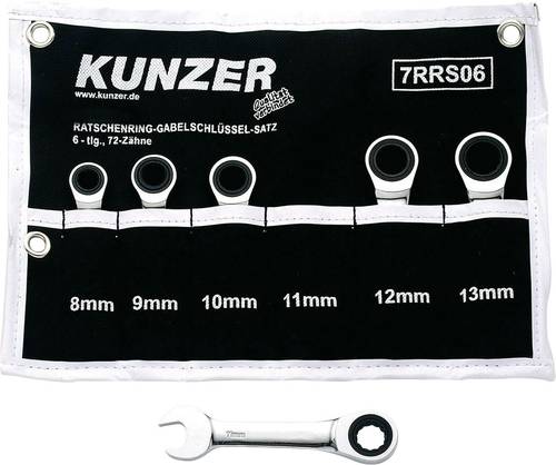 Kunzer 7RRS06 Knarren-Ring-Maulschlüssel-Satz 6teilig 8 - 13mm von Kunzer