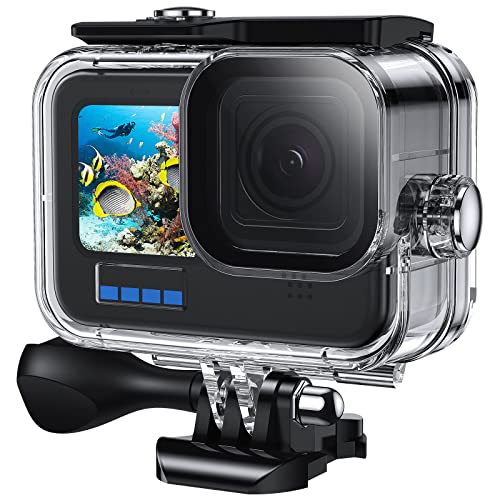 wasserdichte Schutzhülle für GoPro Hero 10/9, 60 m, Unterwasser-Schutzgehäuse für Hero 10/9, schwarz, mit Schnellwechselhalterung und Rändelschraube wasserdichte Schutzhülle für GoPro Hero 10/9, 60 m, Unterwasser-Schutzgehäuse für Hero 10/9, schwarz, mit Schnellwechselhalterung und Rändelschraube von Kuptone