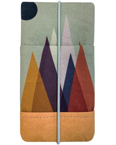 Kuratist Handy Tasche - Moin - Kompatibel z.B. mit iPhone 16/15/14/13 Pro Max & Plus Modellen Handgefertigt aus Baumwoll-Twill/Papierleder – Smartphone Hülle mit Verschluss – Mountains von Kuratist