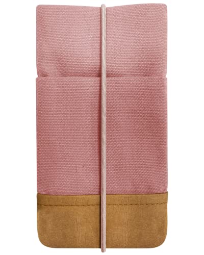 Kuratist Handy Tasche - Moin - Kompatibel z.B. mit iPhone 15/14/13 Pro Max & Plus Modellen Handgefertigt aus Baumwoll-Canvas/Papierleder – Smartphone Hülle mit Verschluss – Uni Pink Kuratist Handy Tasche - Moin - Kompatibel z.B. mit iPhone 15/14/13 Pro Max & Plus Modellen Handgefertigt aus Baumwoll-Canvas/Papierleder – Smartphone Hülle mit Verschluss – Uni Pink von Kuratist