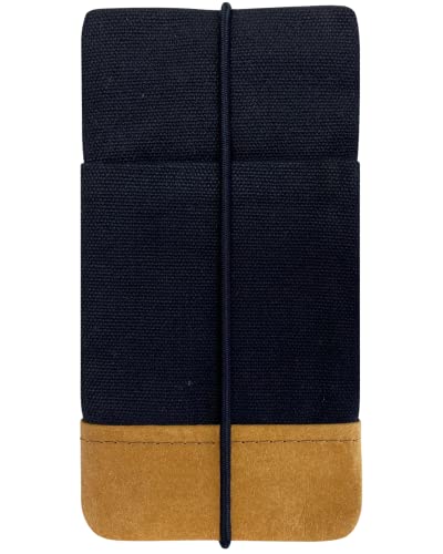 Kuratist Handy Tasche - Moin - Kompatibel z.B. mit iPhone 16/15/14/13 Pro Max & Plus Modellen Handgefertigt aus Baumwoll-Canvas/Papierleder – Smartphone Hülle mit Verschluss – Uni Black Kuratist Handy Tasche - Moin - Kompatibel z.B. mit iPhone 16/15/14/13 Pro Max & Plus Modellen Handgefertigt aus Baumwoll-Canvas/Papierleder – Smartphone Hülle mit Verschluss – Uni Black von Kuratist