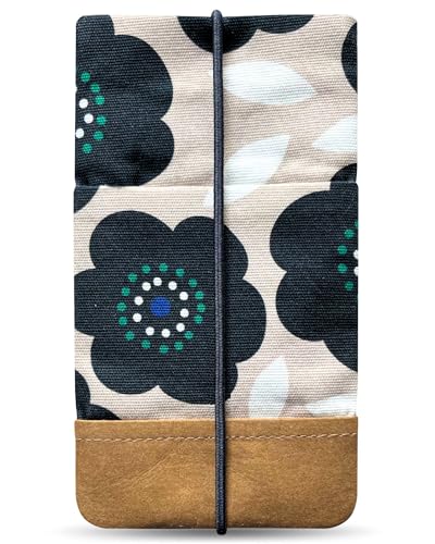 Kuratist Handy Tasche - Moin - Universell Kompatibel z.B. mit iPhone 16/15/14/13/12 - Handgefertigt aus Baumwoll-Twill/Papierleder – Smartphone Hülle mit Gummiverschluss – Midnight Bloom Kuratist Handy Tasche - Moin - Universell Kompatibel z.B. mit iPhone 16/15/14/13/12 - Handgefertigt aus Baumwoll-Twill/Papierleder – Smartphone Hülle mit Gummiverschluss – Midnight Bloom von Kuratist