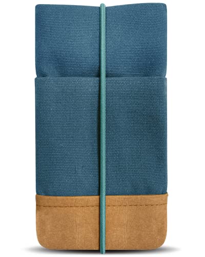 Kuratist Handy Tasche - Moin - Universell Kompatibel z.B. mit iPhone 16/15/14/13/12 - Handgefertigt aus Baumwoll-Twill/Papierleder – Smartphone Hülle mit Gummiverschluss – Teal Kuratist Handy Tasche - Moin - Universell Kompatibel z.B. mit iPhone 16/15/14/13/12 - Handgefertigt aus Baumwoll-Twill/Papierleder – Smartphone Hülle mit Gummiverschluss – Teal von Kuratist