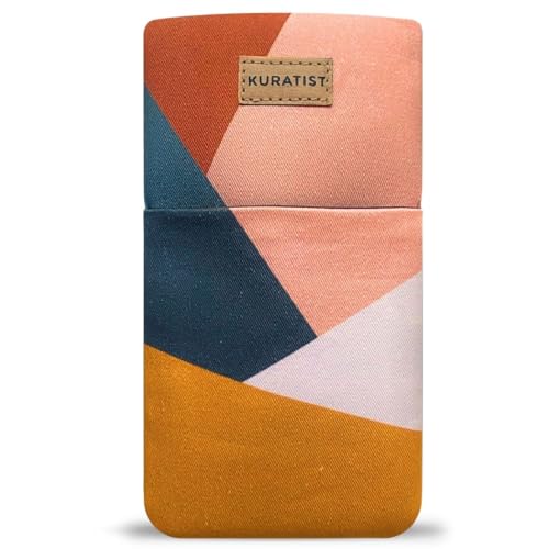 Kuratist Handy-Tasche 'AHOI' - Universell kompatibel z.B. iPhone 15/14/13 or Pro, Galaxy S24/S23, Xiaomi 14/13 - Handgefertigt aus Baumwoll-Canvas - Mit Schutzklappe - Geo Sunrise von Kuratist