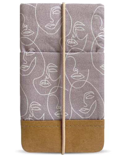 Kuratist Handytasche - Handgemacht Baumwolle mit Kantenschutz aus Waschbarem Papier in Leder-Optik (Vegan-Friendly) (Large, Faces) von Kuratist