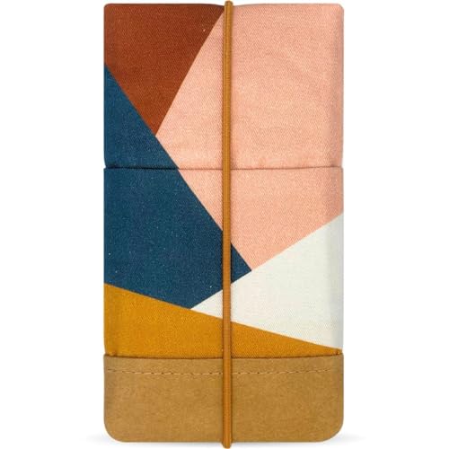 Kuratist Handytasche Moin - Handgemacht Baumwolle mit Designerdruck und Kantenschutz aus Papier in Leder-Optik - Medium (Geo Sunrise) von Kuratist