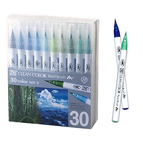 Kuretake Zig Clean Color Pinsel-Set, rauchige Farben, 30 Farben set B, von Kuretake