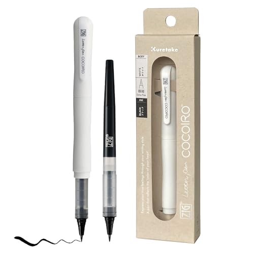 Kuretake Zig Letter Pen COCOIRO Refill Set, Body Color White and Refill Black, Refillable Marking Pen, with Flexible ExtraFine Brush Tip, Made in Japan Kuretake Zig Letter Pen COCOIRO Refill Set, Body Color White and Refill Black, Refillable Marking Pen, with Flexible ExtraFine Brush Tip, Made in Japan von Kuretake