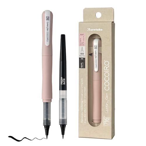 Kuretake Zig Letter Pen Cocoiro, Body Color Potter'S Pink und Refill Black, Refillable Marking Pen, with Flexible ExtraFine Brush Tip, Made in Japan Kuretake Zig Letter Pen Cocoiro, Body Color Potter'S Pink und Refill Black, Refillable Marking Pen, with Flexible ExtraFine Brush Tip, Made in Japan von Kuretake