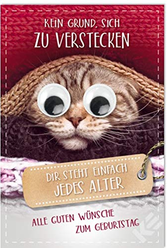 Geburtstagskarte"jedes Alter" mit Wackelaugen, B6 + Umschlag Geburtstagskarte"jedes Alter" mit Wackelaugen, B6 + Umschlag von Kurt Eulzer die Glückwunschkarte