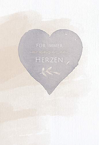 KE - Beileidskarte mit Umschlag, B6 Format 17,1 x 11,7 cm, Einfühlsame Trauerkarte, Hochwertige Klappkarte - Motiv: Herz von Kurt Eulzer