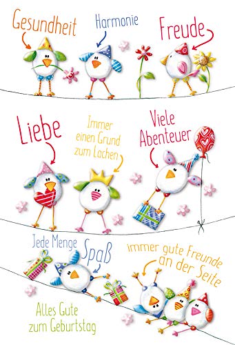 KE - Exklusive Geburtstagskarte mit Vögel-Motiv, DIN B6 Format, 176x125mm, inklusive Umschlag - Ideal für besondere Anlässe und Feiern von Kurt Eulzer