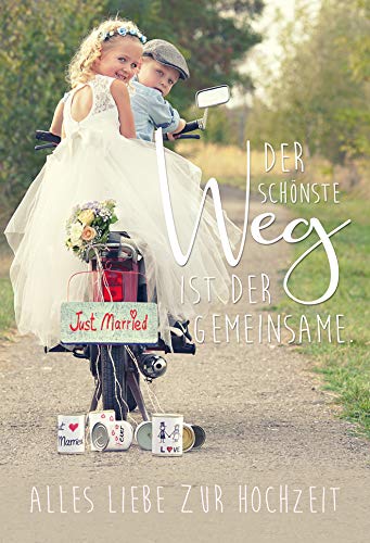 KE - Glückwunschkarte Hochzeit, Just Married Motiv, DIN B6 Format, Inklusive Umschlag, Ohne Innentext - Hochzeitskarte von KE von Kurt Eulzer