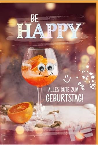 Kurt Eulzer Karte zum Geburtstag Be Happy mit Wackelaugen, B6 + Umschlag von Kurt Eulzer