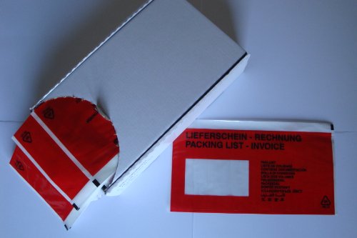 1000 Dokumententaschen DIN lang"Lieferschein/Rechnung" 13-sprachig Gr. 240x115+15mm in der Spendebox(330202) von Kurt-Europe.de