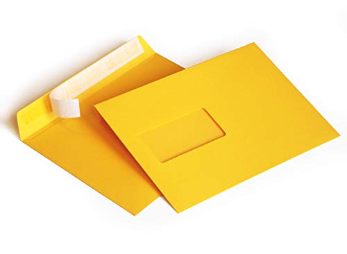 Briefumschläge DIN C5 162 x 229 mm gelb 120g/m² mit Fenster haftklebend (304AF) (50) von Kurt-Europe.de