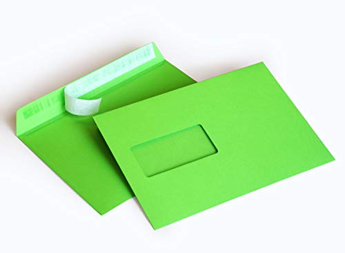 Briefumschläge DIN C5 162 x 229 mm grün 120g/m² mit Fenster haftklebend (308AF) (100) von Kurt-Europe.de