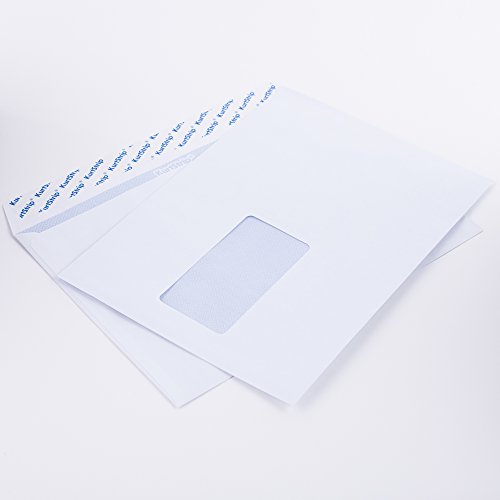 Briefumschläge DIN C5 162 x 229 mm weiß 80g/m² mit Fenster haftklebend (1449E) (100) von Kurt-Europe.de