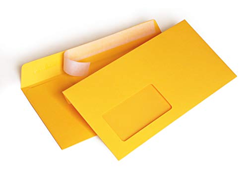 Briefumschläge DIN lang C6/5 114x229 mm gelb 120 g/m² mit Fenster haftklebend (204AF) (25) von Kurt-Europe.de