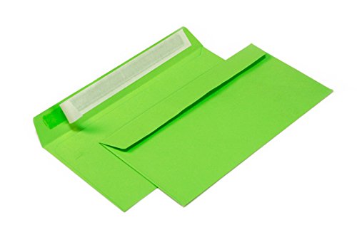 Briefumschläge DIN lang C6/5 114x229 mm grün 120 g/m² ohne Fenster haftklebend (Artikel: 208A) (25) von Kurt-Europe.de