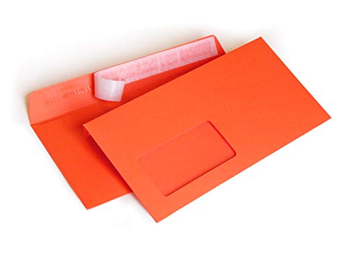 Briefumschläge DIN lang C6/5 114x229 mm orange 120 g/m² mit Fenster haftklebend (205AF) (100) von Kurt-Europe.de