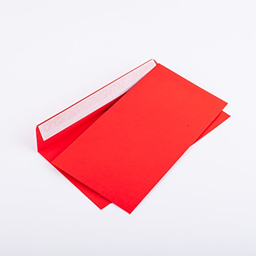 Briefumschläge DIN lang C6/5 114x229 mm rot 120 g/m² ohne Fenster haftklebend (Artikel: 206A) (100) von Kurt-Europe.de