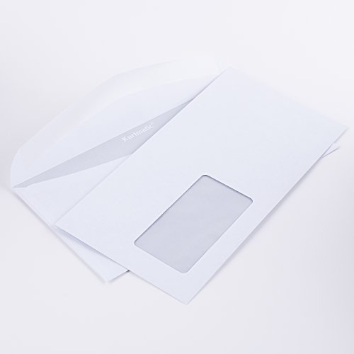 Briefumschläge Din Lang 114 x 229 mm weiß 75 g/m² mit Fenster nasskl. Kuvertiermaschinen geeignet (206330E) (1000) von Kurt-Europe.de